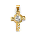14K Two Tone Gold First Communion Cross Pendant
