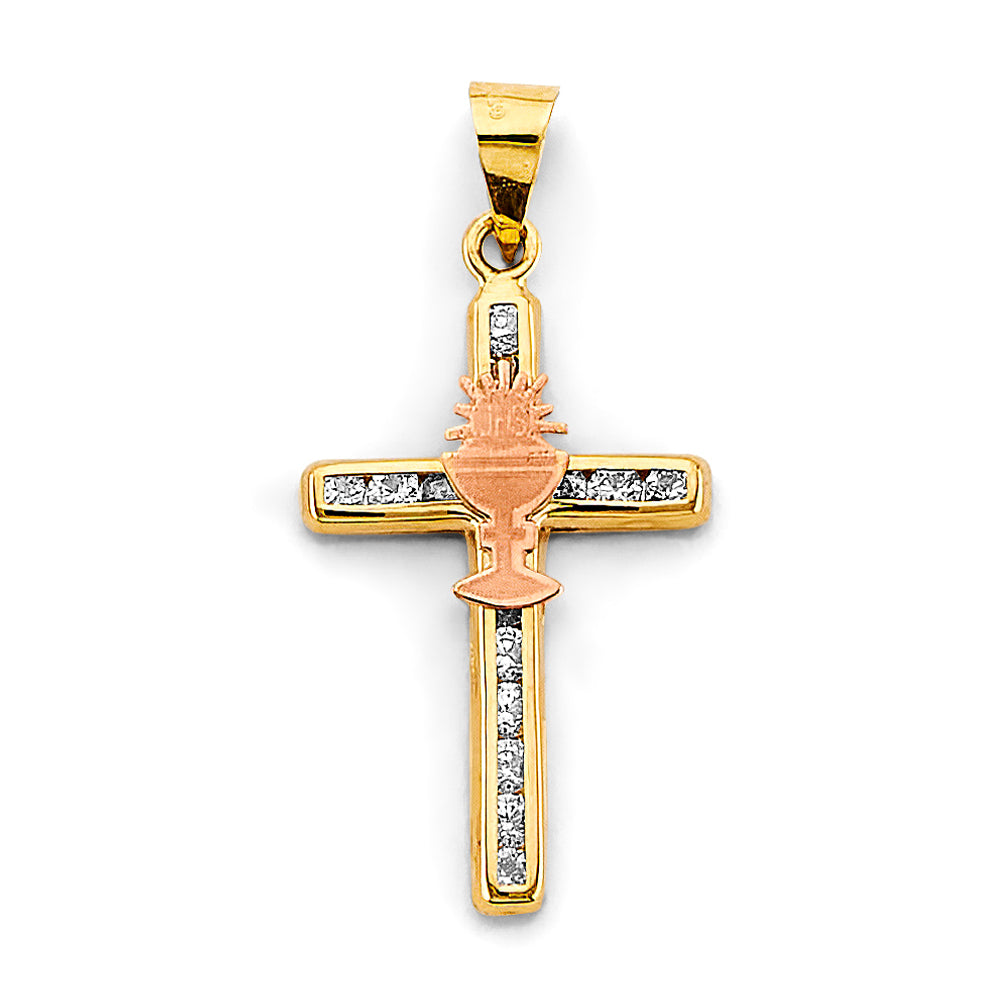 14K Two Tone Gold CZ First Communion