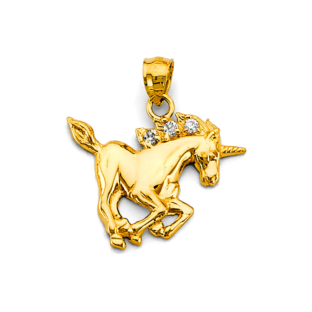 14K Yellow Gold Unicorn Pendant