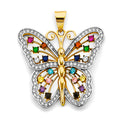 14K Two Tone Gold Colored CZ Big Butterfly Pendant