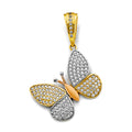14K Yellow White Rose Gold CZ Butterfly Pendant