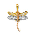 14K Yellow White Rose Gold Dragonfly Pendant