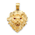 14K Yellow Gold CZ Lion Face Pendant
