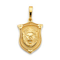 14K Yellow Gold Shield W/ Lion Face Pendant