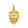 14K Yellow Gold Shield W/ Tiger Face Pendant