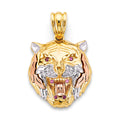 14K Yellow White Rose Gold Medium Tiger Face Pendant