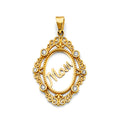 14K Two Tone Gold CZ Mom Pendant