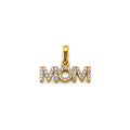 14K Yellow Gold CZ Mom Pendant