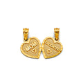 14K Yellow Gold Heart Mom/Daughter Pendant