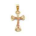 14K Two Tone Gold Crucifix Cross Pendant