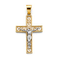 14K Two Tone Gold Crucifix Cross Pendant