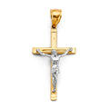 14K Two Tone Gold Crucifix Cross Pendant