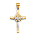 14K Two Tone Gold Crucifix Cross Pendant
