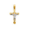 14K Two Tone Gold Crucifix Cross Pendant