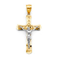 14K Two Tone Gold Crucifix Cross Pendant