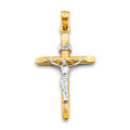14K Two Tone Gold Crucifix Cross Pendant