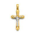 14K Two Tone Gold Crucifix Cross Pendant
