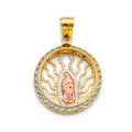 14K Yellow White Rose Gold CZ Guadalupe Pendant