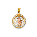 14K Yellow White Rose Gold CZ Guadalupe Pendant