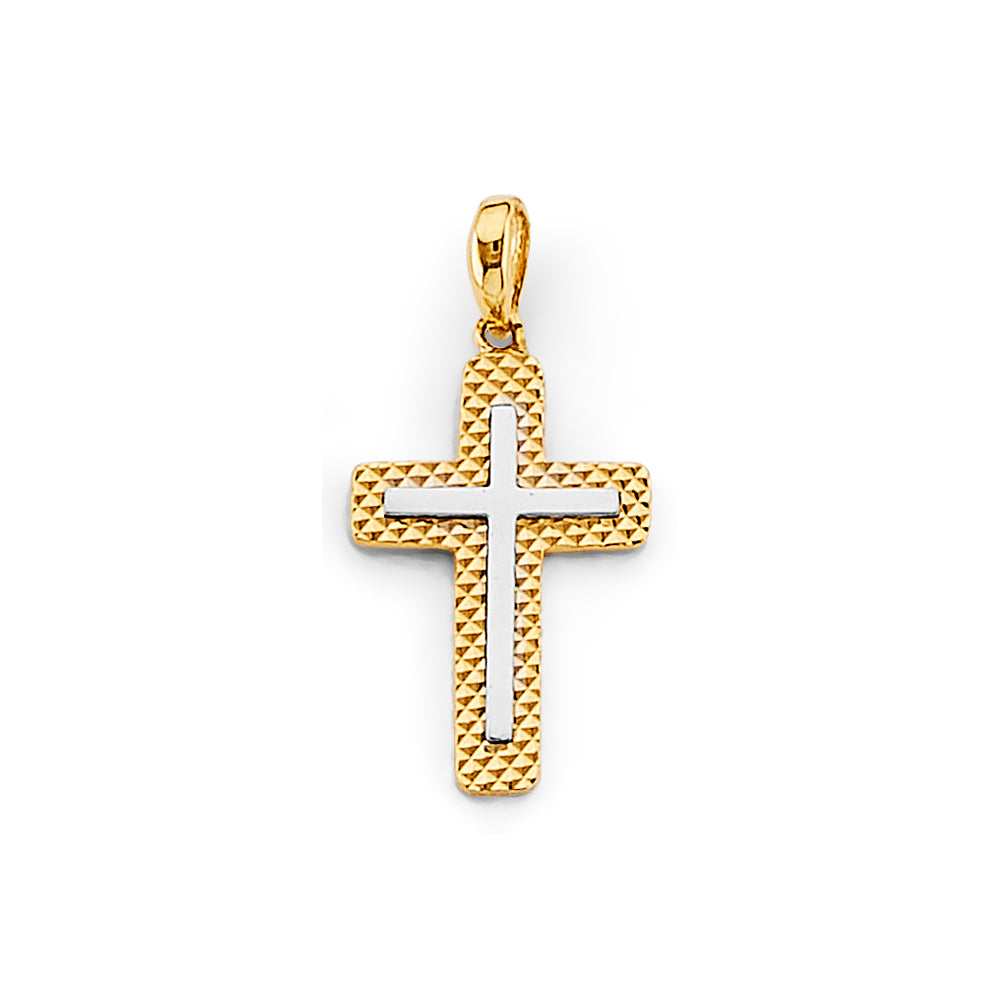 14K Two Tone Gold Cross Pendant
