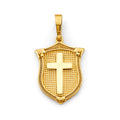 14K Yellow Gold Shield W/ Cross Pendant