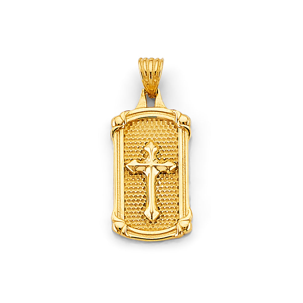 14K Yellow Gold Frame Cross Pendant