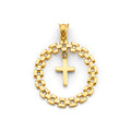 14K Yellow Gold Round Link W/ Cross Pendant