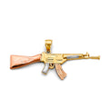 14K Yellow White Rose Gold Rifle Gun Pendant