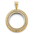 14K Yellow Gold CZ Link Coin Frame (50 Pesos)