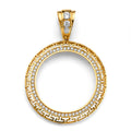14K Yellow Gold CZ Greek Coin Frame (50 Pesos)