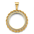 14K Yellow Gold CZ Rope Coin Frame (50 Pesos)