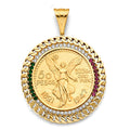 14K Yellow Gold CZ Link Frame W/ Coin (50 Pesos)