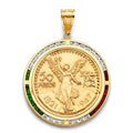 14K Yellow Gold CZ Frame W/ Coin (50 Pesos)