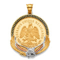 14K Yellow White Rose Gold Eagle Frame W/ Coin (50 Pesos)