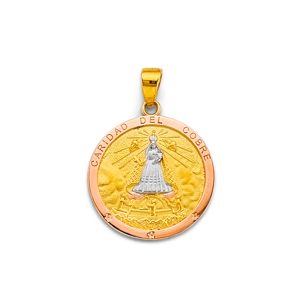 14K Yellow White Rose Gold Caridad Del Cobre Medal