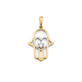 14K Two Tone Gold Hamsa Hand Pendant