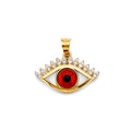 14K Yellow Gold CZ Evil Eye Pendant