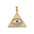 14K Two Tone Gold Evil Eye Pendant