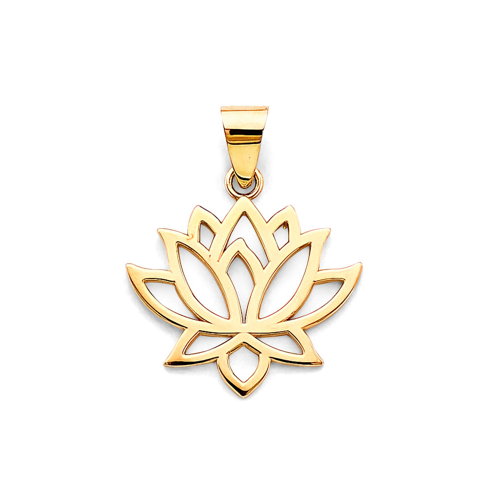 14K Yellow Gold Lotus Flower Pendant