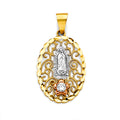 14K Yellow White Rose Gold CZ Guadalupe Pendant