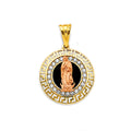 14K Two Tone Gold CZ Onyx Guadalupe Pend