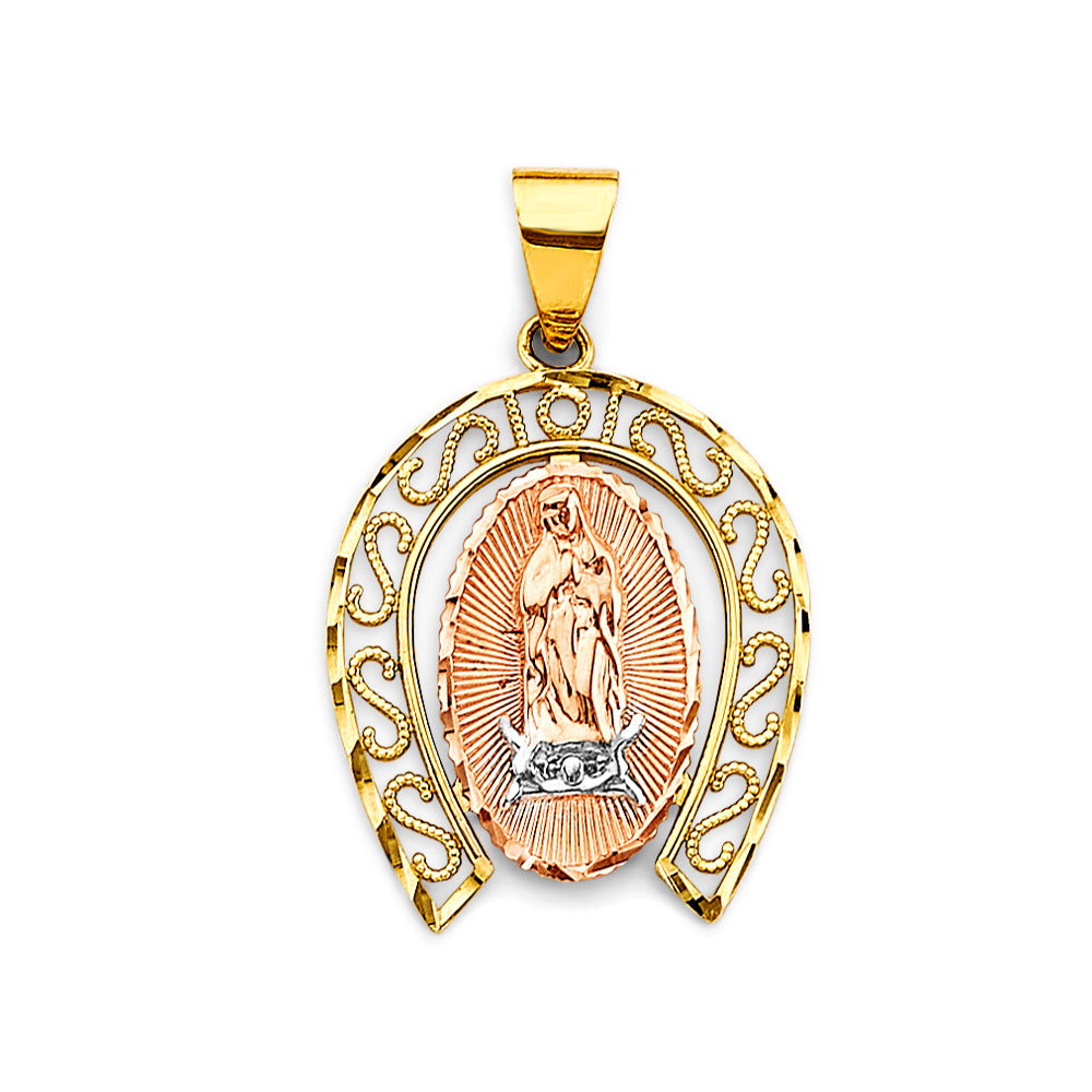14K Yellow White Rose Gold Guadalupe Pendant