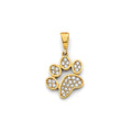 14K Yellow Gold CZ Dog Paw Pendant