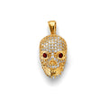 14K Yellow Gold CZ Skull Pendant