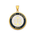 14K Yellow Gold Us Navy Double Sided Pendant