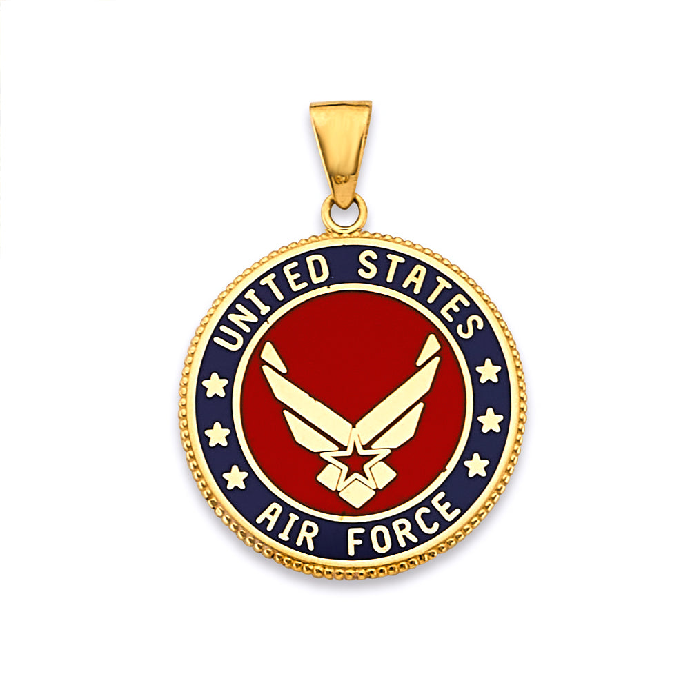 14K Yellow Gold Us Air Force Double Sided Pendant
