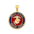 14K Yellow Gold Us Marine Double Sided Pendant