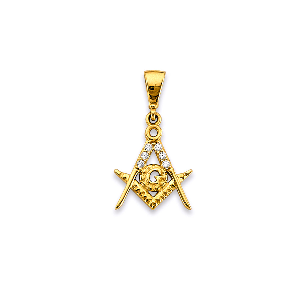 14K Yellow Gold Masonic Symbol Pendant