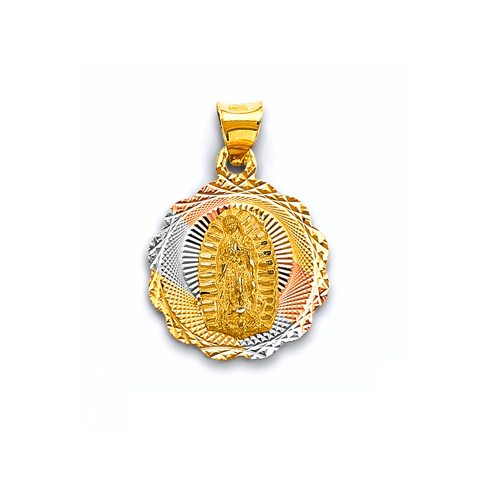 14K Yellow White Rose Gold Stamp Guadalupe Pendant