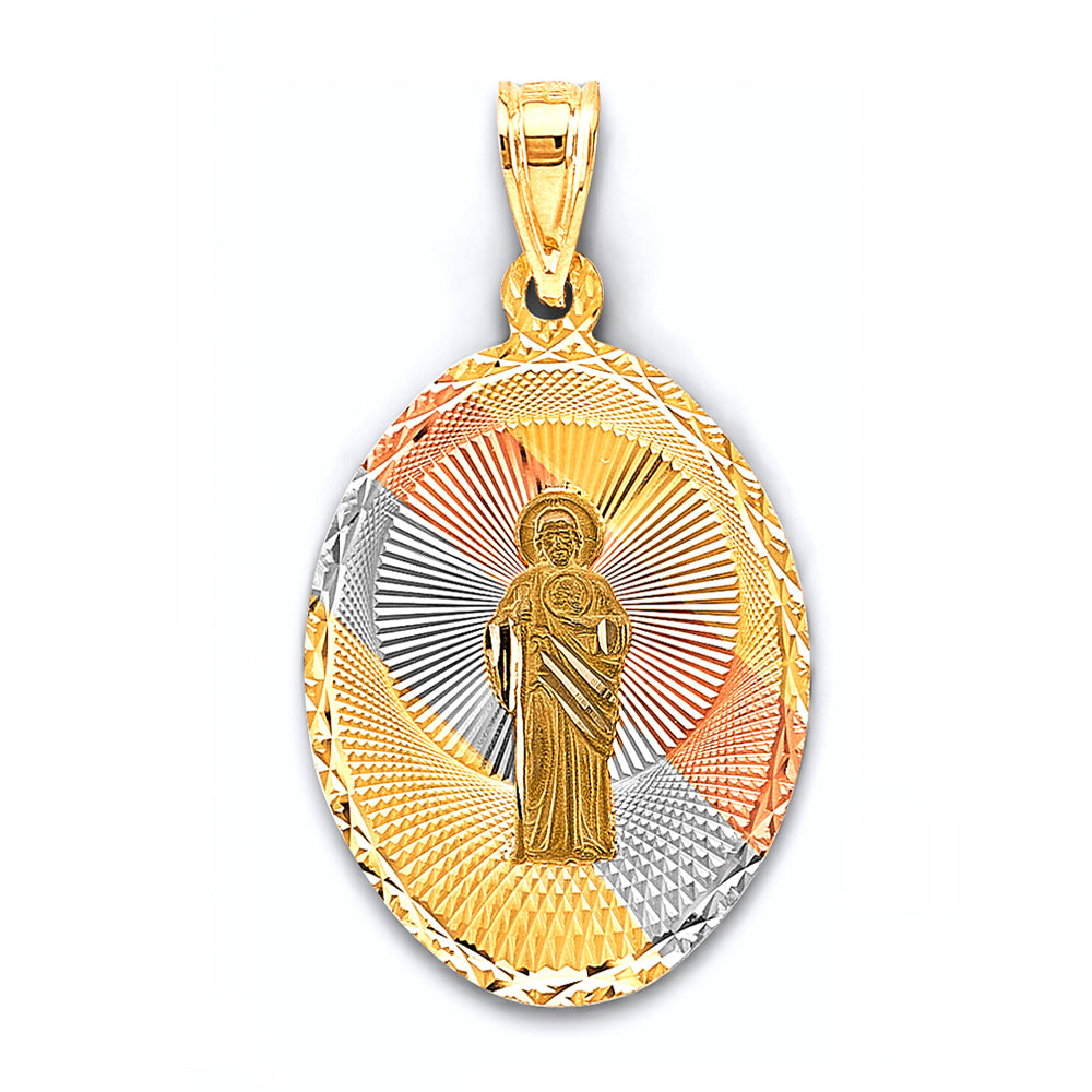 14K Yellow White Rose Gold Stamp St.Jude Thaddeus Pendant